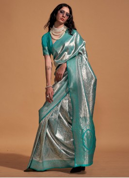 Kanjivaram Silk Woven Green Contemporary Saree