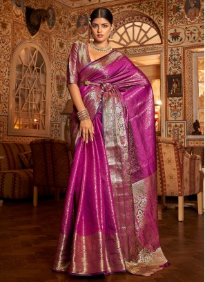 Kanjivaram Silk Zari Classic Saree in Purple