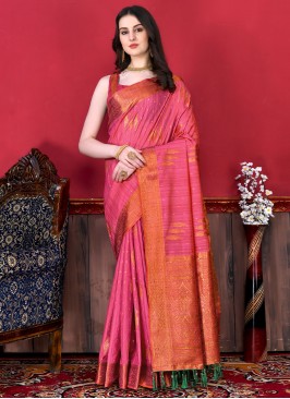 Katan Silk Trendy Saree in Pink