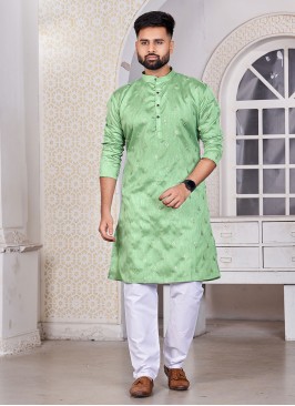 Kurta Sequins Banglori Silk in Sea Green