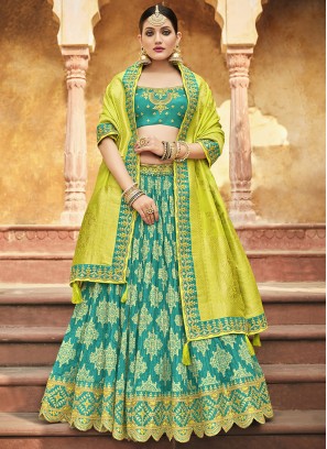 Latest Blue Color Silk Lehenga Choli