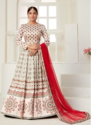 Latest Design Cream Digital Print Lehenga Choli