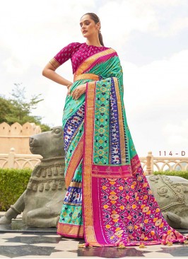 Latest Design Patola Silk Green Saree