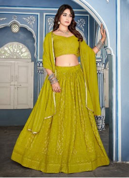 Latest Embroidered Georgette Green Lehenga Choli