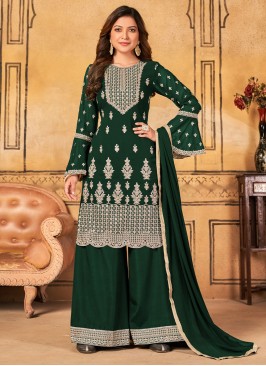 Latest Faux Georgette Embroidered Palazzo Salwar Kameez