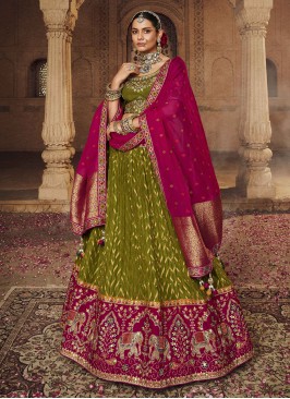 Latest Green Embroidered Designer Lehenga Choli