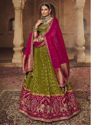 Latest Green Embroidered Designer Lehenga Choli