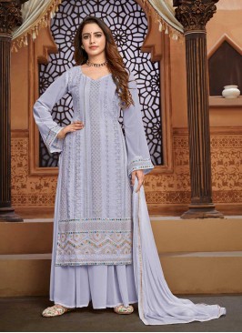 Latest Grey Color Georgette Sharara Suit