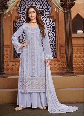 Latest Grey Color Georgette Sharara Suit