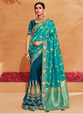 Latest Multi Colour Border Silk Contemporary Saree