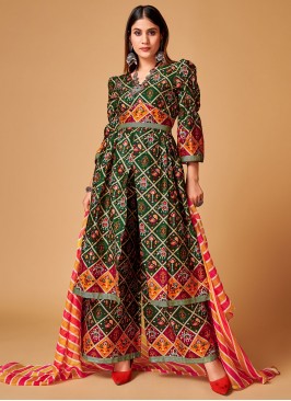 Latest Printed Green Rayon Palazzo Salwar Kameez