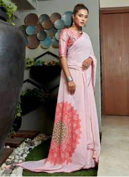 Latest Swarovski Georgette Contemporary Saree