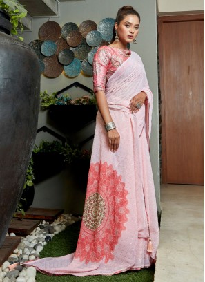 Latest Swarovski Georgette Contemporary Saree