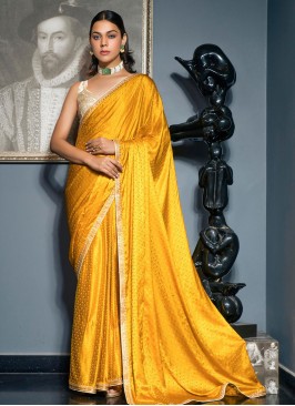 Latest Viscose Yellow Woven Designer Saree