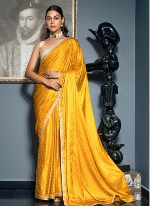 Latest Viscose Yellow Woven Designer Saree