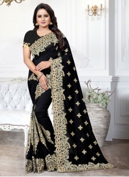 Latest Zari Silk Black Classic Saree