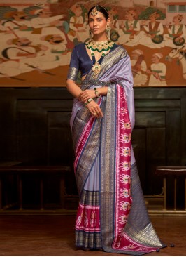 Lavender Border Sangeet Classic Saree