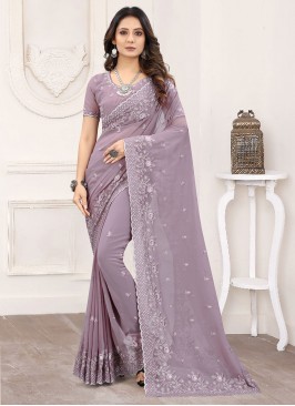 Lavender Color Classic Saree