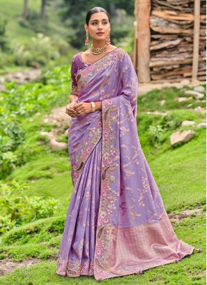 Lavender Color Contemporary Saree