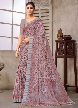 Lavender Color Contemporary Style Saree