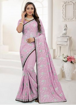 Lavender Crepe Silk Ceremonial Classic Saree