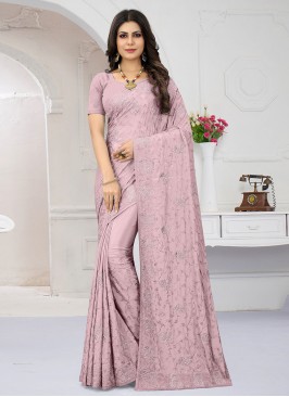 Lavender Crepe Silk Designer Saree