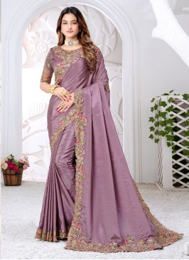 Lavender Crepe Silk Sequins Contemporary Saree