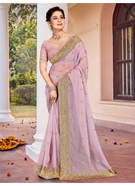 Lavender Embroidered Festival Saree