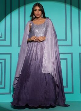 Lavender Embroidered Readymade Gown