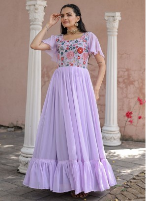 Lavender Festival Faux Georgette Gown 