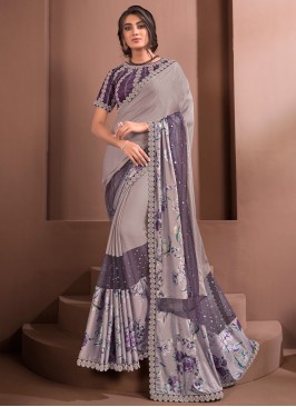 Lavender Georgette Ceremonial Designer Saree