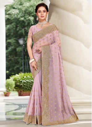 Lavender Georgette Wedding Saree