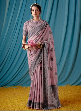 Lavender Lucknowi work Designer Saree