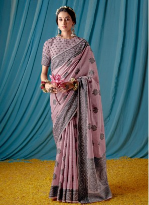 Lavender Lucknowi work Designer Saree