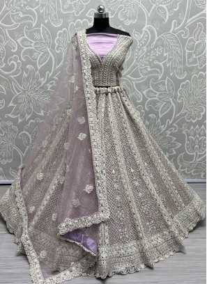 Lavender Net Designer Lehenga Choli