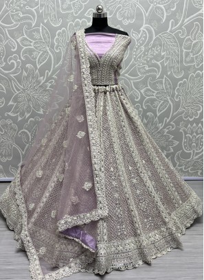 Lavender Net Designer Lehenga Choli