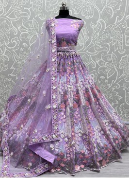 Lavender Net Trendy Lehenga Choli