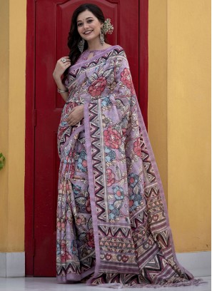 Lavender Printed Contemporary Saree