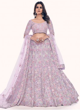 Lavender Reception Net Lehenga Choli