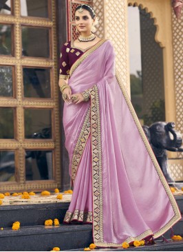 Lavender Silk Reception Classic Saree