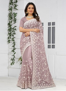 Lavender Stone Net Traditional Saree