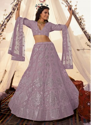 Lavender Wedding Organza Lehenga Choli