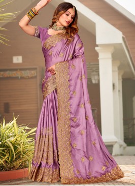 Lavender Zari Designer Saree