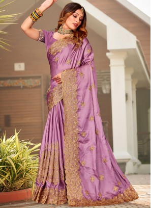 Lavender Zari Designer Saree