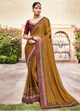 Lavish Chiffon Mehndi Saree