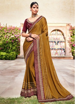 Lavish Chiffon Mehndi Saree