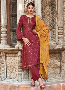 Lavish Embroidered Jacquard Salwar Suit