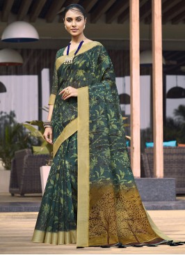 Lavish Linen Green Trendy Saree