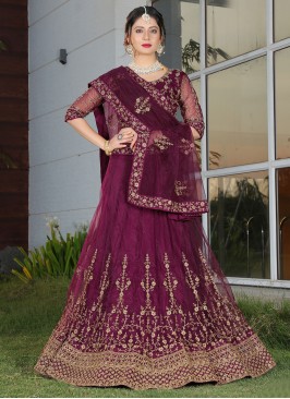 Lehenga Choli Cord Net in Purple