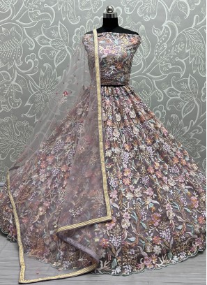 Lehenga Choli Sequins Net in Mauve 
